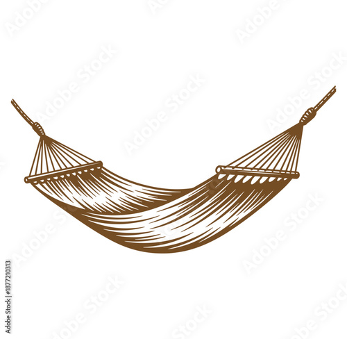 Brown hammock on ropes isolated on transparent background