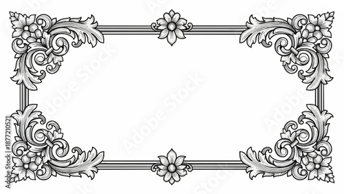 Ornate Floral Frame With Intricate Botanical Details