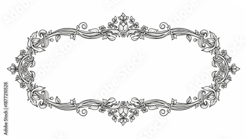 Ornate Oval Floral Frame With Intricate Vines