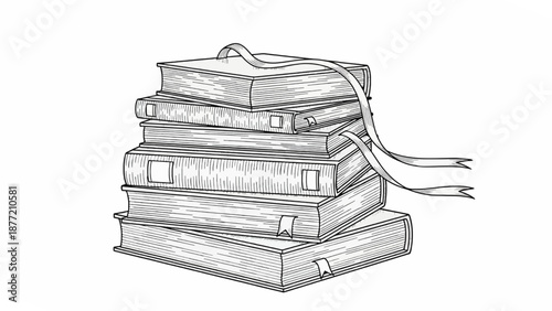 Stack of Bound Books Tied With Ribbon