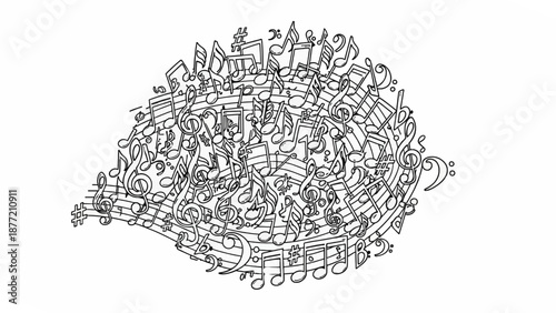 Musical Notes Forming a Creative Chaotic Sphere