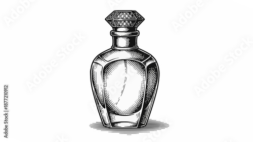 Vintage Perfume Bottle With Ornate Stopper