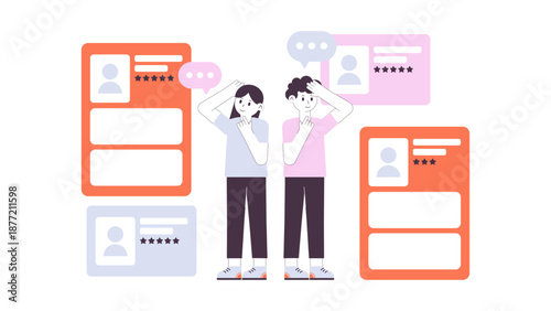 HR professionals reviewing and evaluating multiple candidate resumes and ratings for a business recruitment process