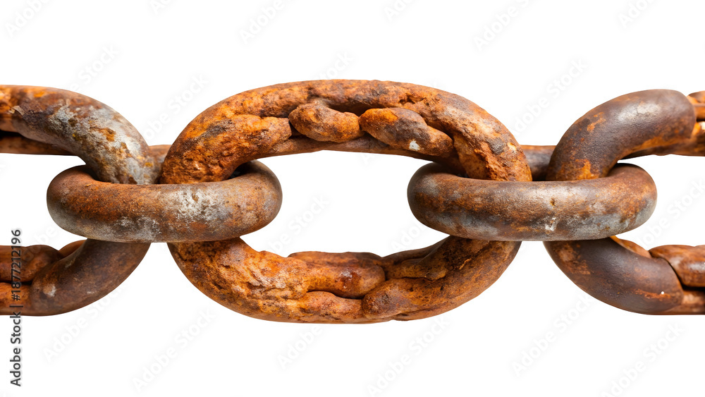 Fototapeta premium A close-up view of a rusty chain against a black background