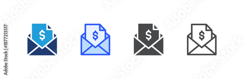 Mail icon multiple style collection. Vector illustration.