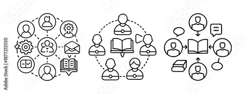 Outline diagrams of learning, collaboration, and knowledge sharing networks