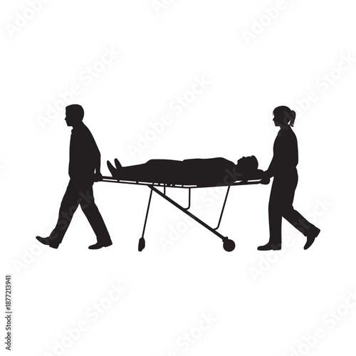 medical staff transporting a patient on a stretcher