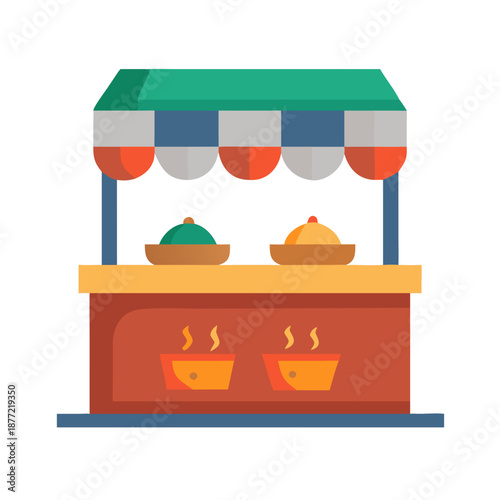 Indian street food stall: authentic culinary exchange in flat design
