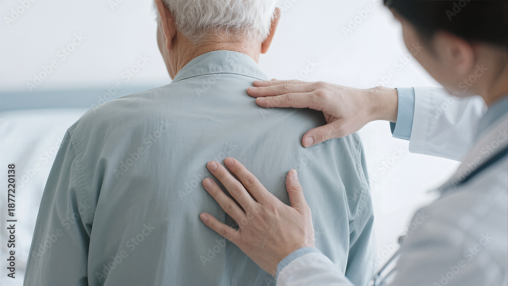 Fototapeta premium doctor-checking-senior-back-spine-physical-therapy