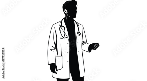 a doctor wearing a lab coat and stethoscope silhouette high quality professional detailed
