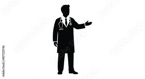 a black silhouette of a doctor with a stethoscope silhouette high quality professional
