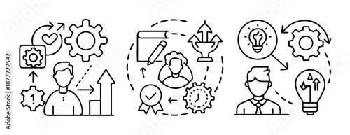 Business Process, Idea Generation, and Personal Development Icons