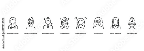 Women Beauty Portrait Banner Illustration Featuring Elegant Female Portrait, Natural Beauty Expression, Modern Woman Aesthetic, Luxury Makeup Glow, Charming Feminine Look, Soft Glam Portrait