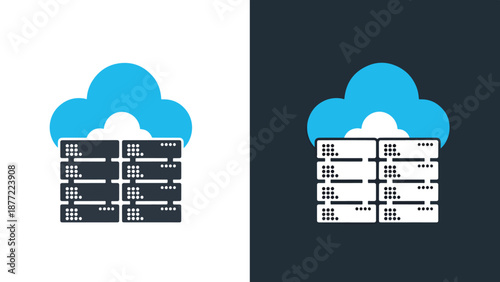Cloud Storage Data Security Flat Design Vector Illustration. Blue icon bundle. Line and glyph icon set. Outline and solid icon collection. Editable Stroke Flat Vector
