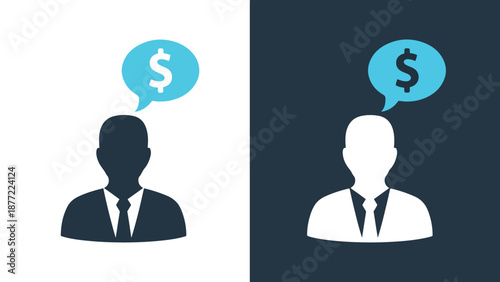 Business success money concept flat design vector illustration. Blue icon bundle. Line and glyph icon set. Outline and solid icon collection. Editable Stroke Flat Vector