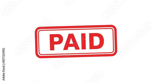 A red rectangular stamp with the word paid inside a prominent visual representation silhouette