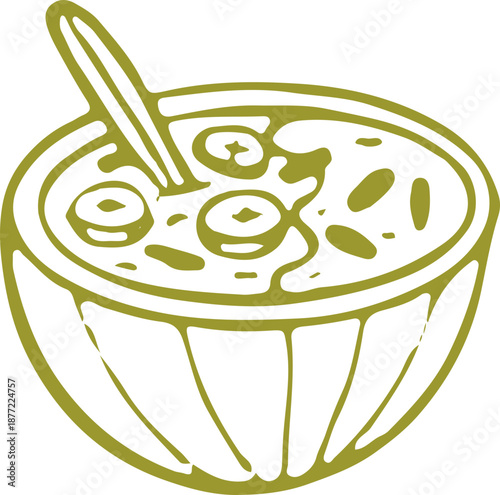 Suhoor Oatmeal Bowl | Ramadan Food Outline Doodle