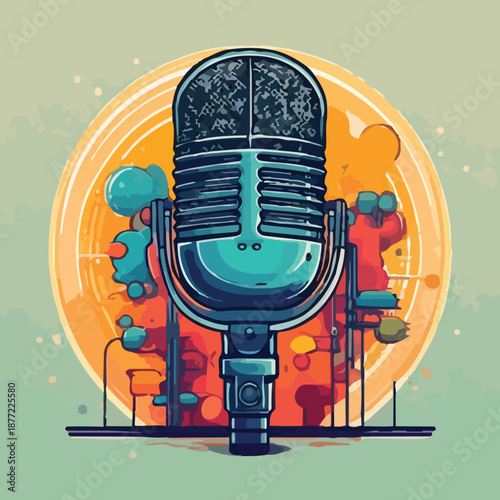 Vintage Microphone with Retro Design Elements.