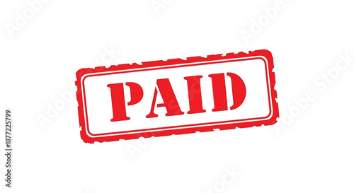 red paid stamp with rectangular border and silhouette high quality professional detailed modern