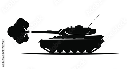 a black tank with smoke coming out of the barrel silhouette high quality
