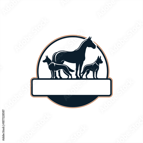 Silhouette of Horse and Dogs Logo.