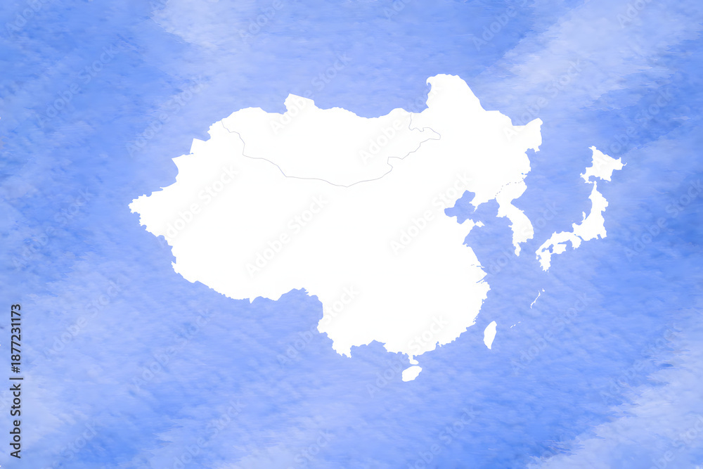 Obraz premium East Asia Map Silhouette on Blue Background