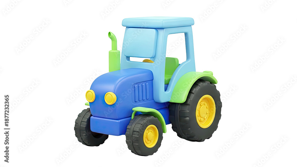 Fototapeta premium 3D Render of a Blue and Green Toy Tractor