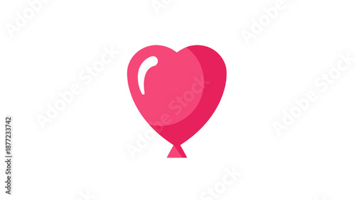 Pink Heart Balloon Icon - Simple Love Symbol Vector