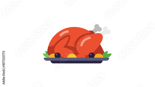 Roasted Turkey on Serving Platter with Garnish