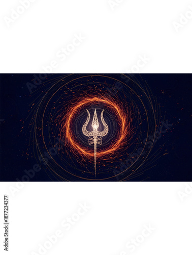 Maha Shivratri cosmic shiva trishul energy swirling light divine power spiritual aura hindu festival worship meditation devotion sacred universe art illustration india