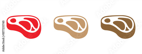 Beef Steak Icon BBQ Symbol, Grilled Meat Sign, Raw Meat Pictogram, Ribeye Steak Illustration.