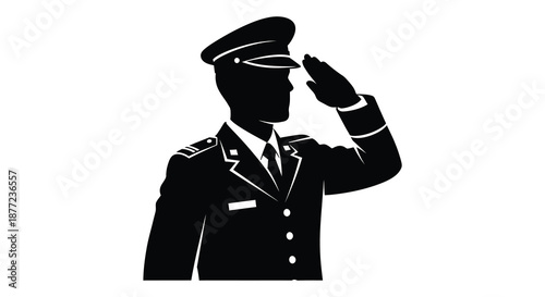 A formal salute from a distinguished military officer in uniform a striking silhouette