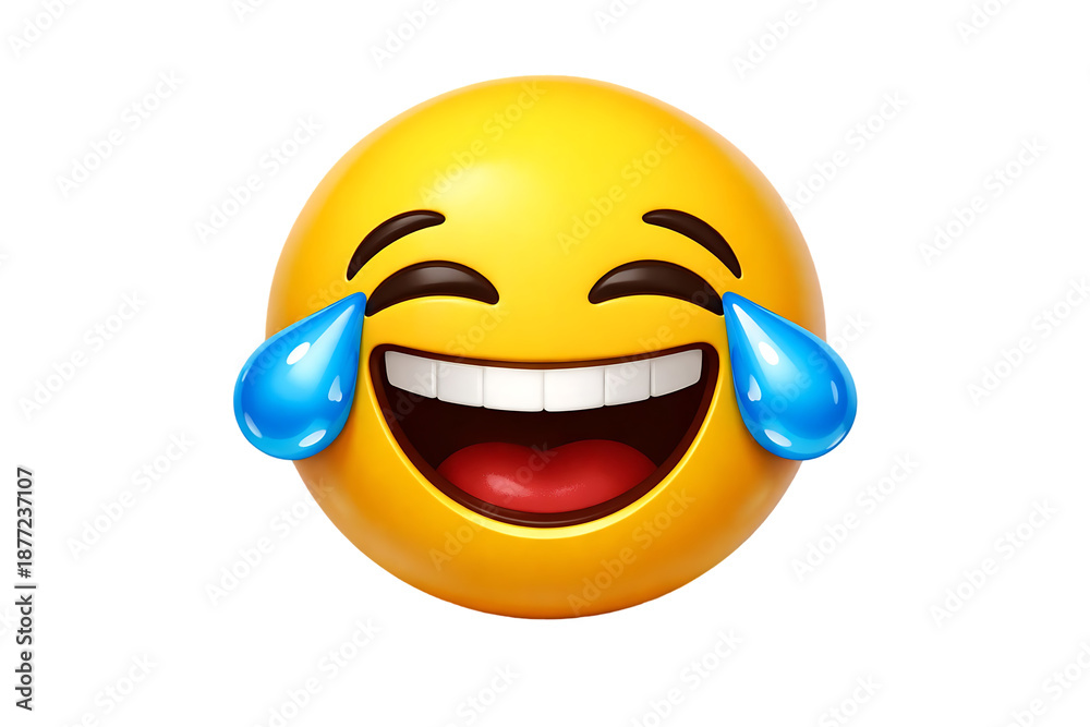 Fototapeta premium Laughing face with tears of joy emoji on transparent background high quality professional detailed modern elegant stylish clean crisp vibrant colorful