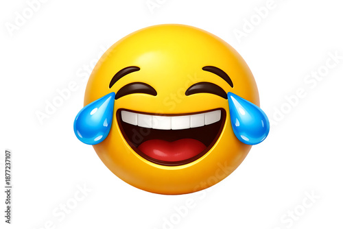 Laughing face with tears of joy emoji on transparent background high quality professional detailed modern elegant stylish clean crisp vibrant colorful