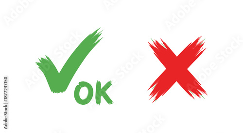 A vibrant depiction of acceptance and rejection symbols showcasing a check and an x silhouette