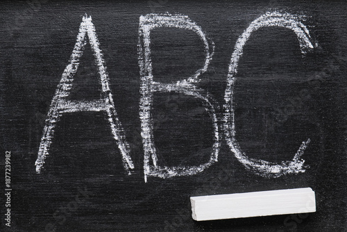 Written alphabet and white ...