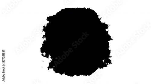 Cinematic 4K ink bleed bloom. Black watercolor spreading on white for organic transitions, artistic video reveals, and professional title masks.