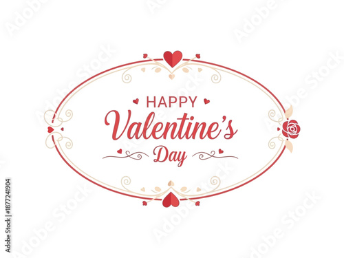 Valentine's Day greeting card with floral decorations and hearts