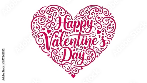 Elaborate pink heart shape featuring stylish cursive calligraphy wishing everyone a happy valentine's day