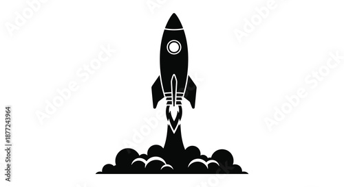 A striking image showing a rocket launching with bright flames presented as a silhouette