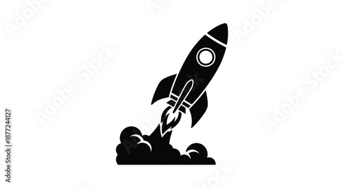 A sleek rocket ascending with fiery exhaust trails powerfully illustrating space exploration silhouette