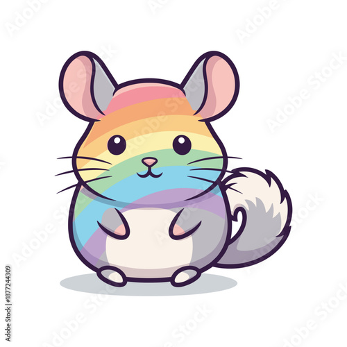 Colorful Cartoon Chinchilla Vector Illustration