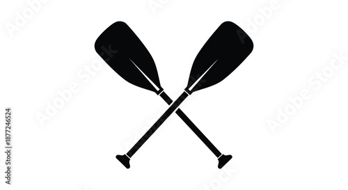 Two black paddles are crossed over each other creating a striking simple silhouette