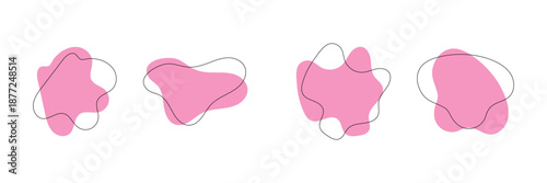 Organic blob shape, abstract amoeba, irregular fluid element set. Simple flat abstract , amoeba blob figure, liquid shape graphic design element. Vector illustration .Design eps 10 .