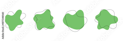 Organic blob shape, abstract amoeba, irregular fluid element set. Simple flat abstract , amoeba blob figure, liquid shape graphic design element. Vector illustration .Design eps 10 .