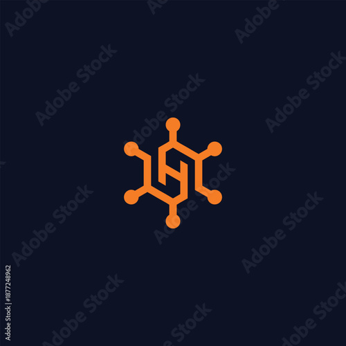 Networked letter design in orange
