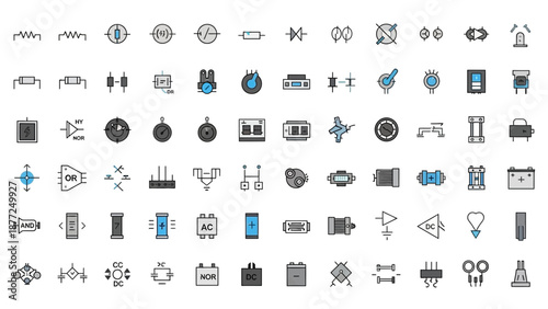 Collection of electronic circuit symbols and diagrams