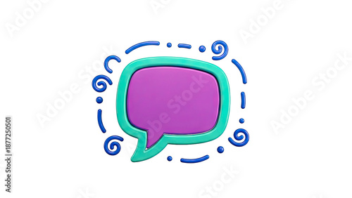 3D speech bubble with decorative elements