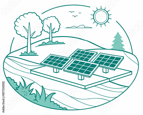 Tableau sur toile Top-view isometric floating solar panels made of polycrystalline silicon on a lake, renewable clean energy and environmental sustainability concept