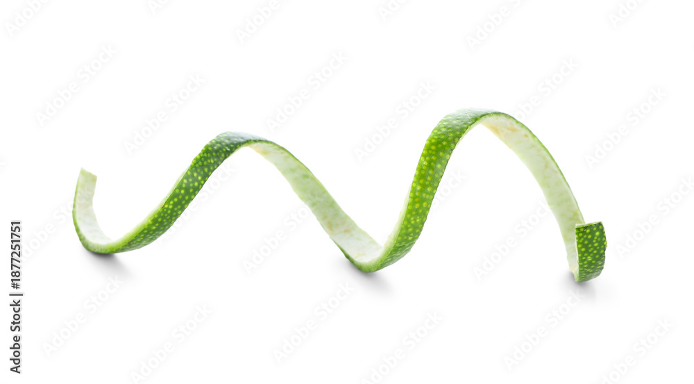 Obraz premium Peel of tasty lime on white background